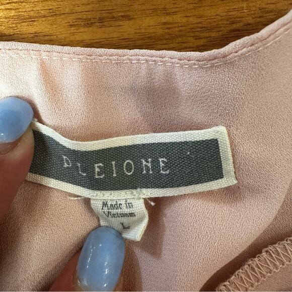 Pleione by Anthropologie Blush Pink Blouse Top Women’s Large L High Low Office - Picture 4 of 9